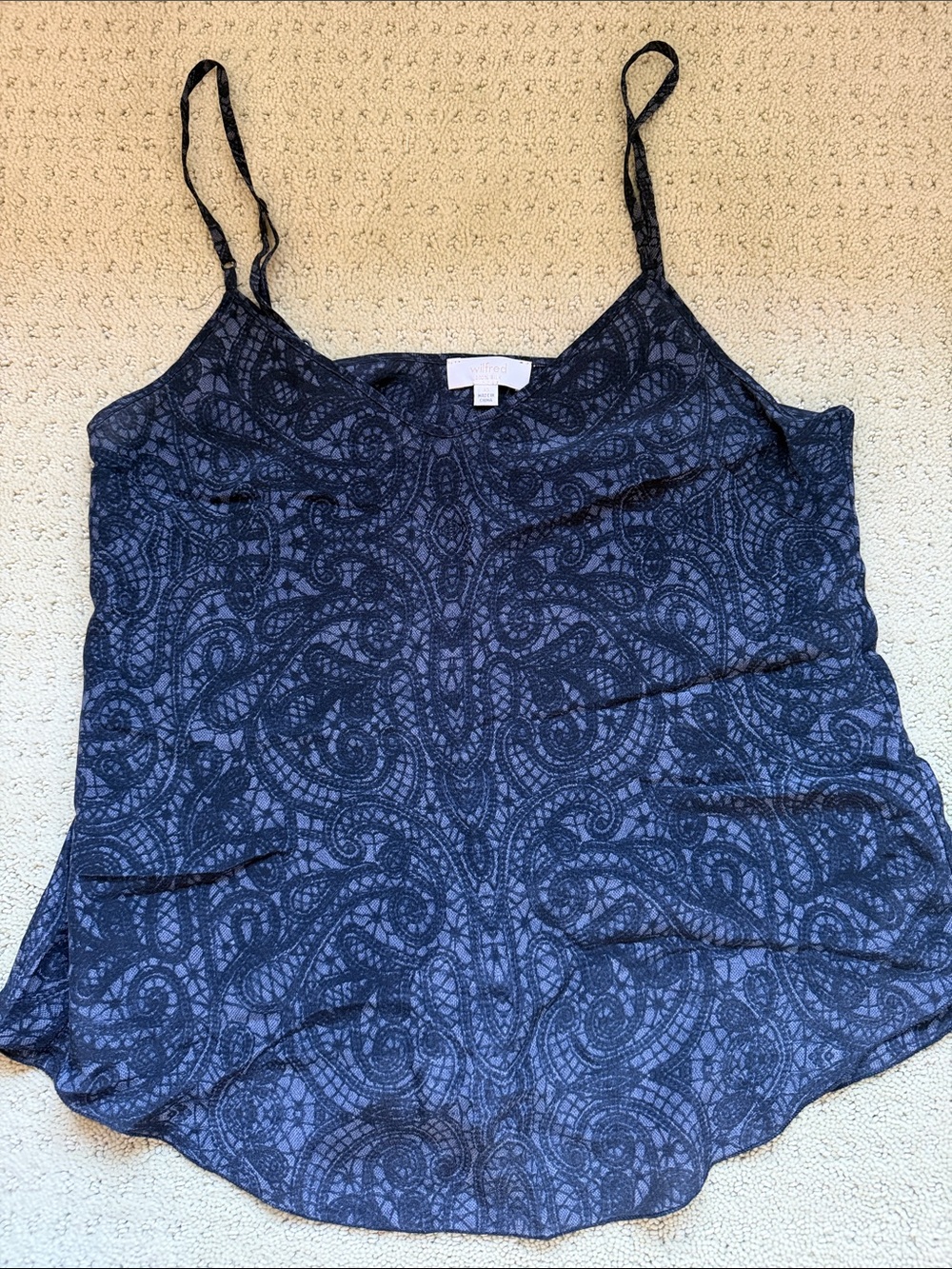 Wilfred Navy Paisley-Print Lace-Inspired Spaghetti Strap Cami